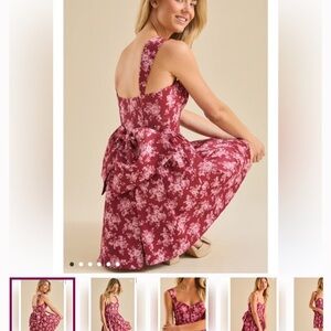 Altar'd State Backless Floral Dress in Pink and White